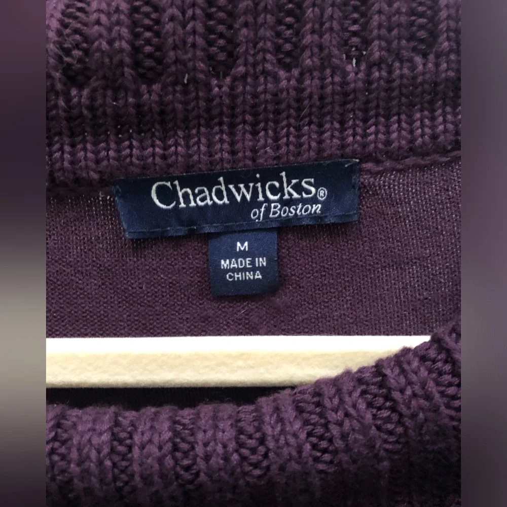 Chadwicks of Boston Purple Cowl Neck Sweater Cozy Knit Shoulder - Hem Approx 41” - Picture 2 of 5